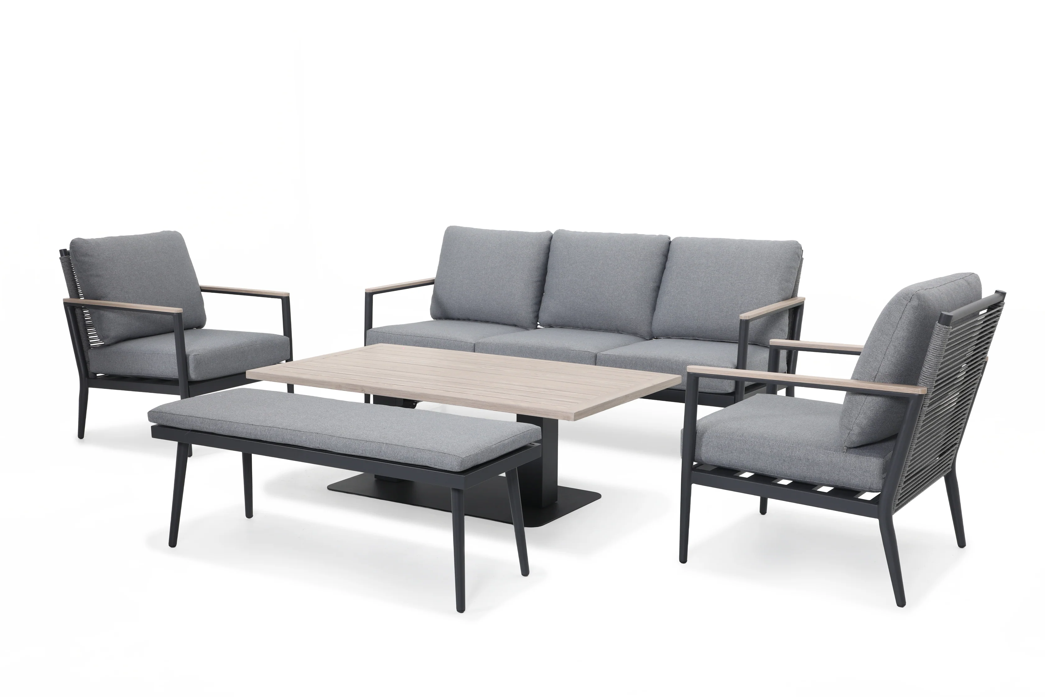 Merano Aluminium 7 Seat Sofa Set with 140cm x 80cm High/Low Table - Image 6